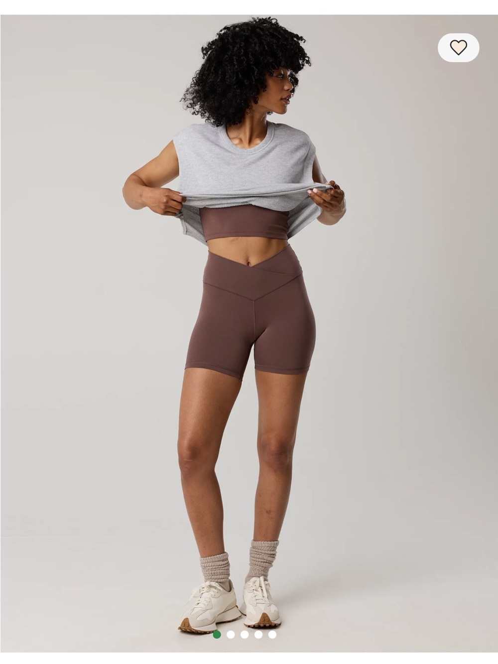 aerie V-Waist High-Rise Bike Shorts in TAN (not chocolate brown)